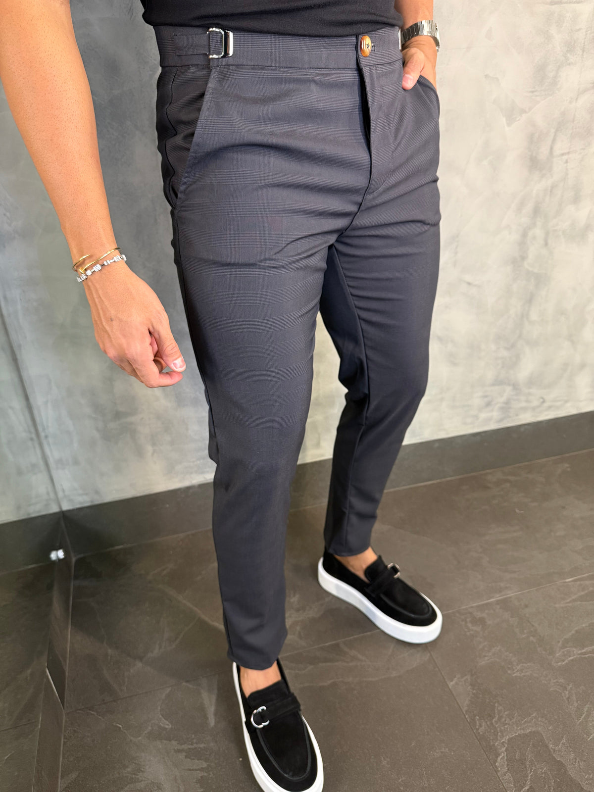 CALÇA ALF. PRÍNCIPE DE GALES PONTO H PRETO